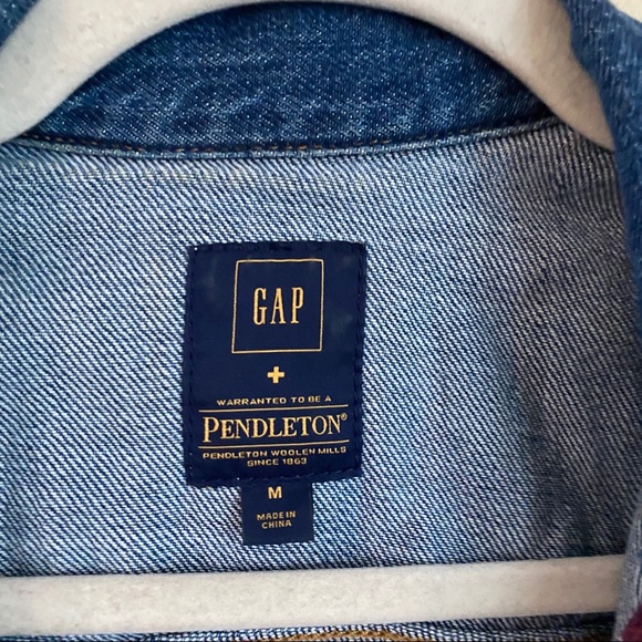 Gap Pendleton Blue Denim Jacket Plaid Yoke NWT S - Picture 3 of 4